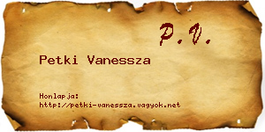 Petki Vanessza névjegykártya